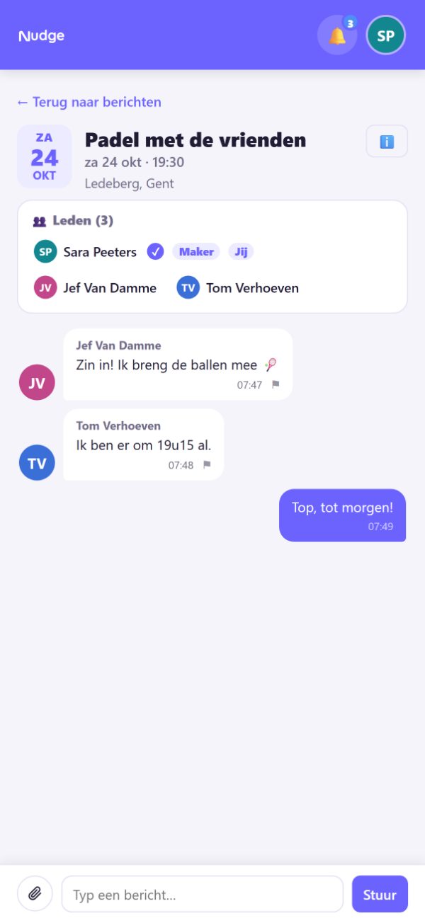 Chat bij een activiteit